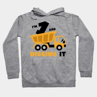 I'm 1 and Digging it Funny 1rd Birthday Excavator Kids Hoodie